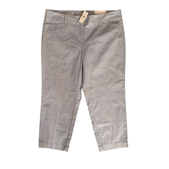 LOFT Pants - Loft Original Crop Stripe Seersucker Pants Size 14 Cotton Blend NEW